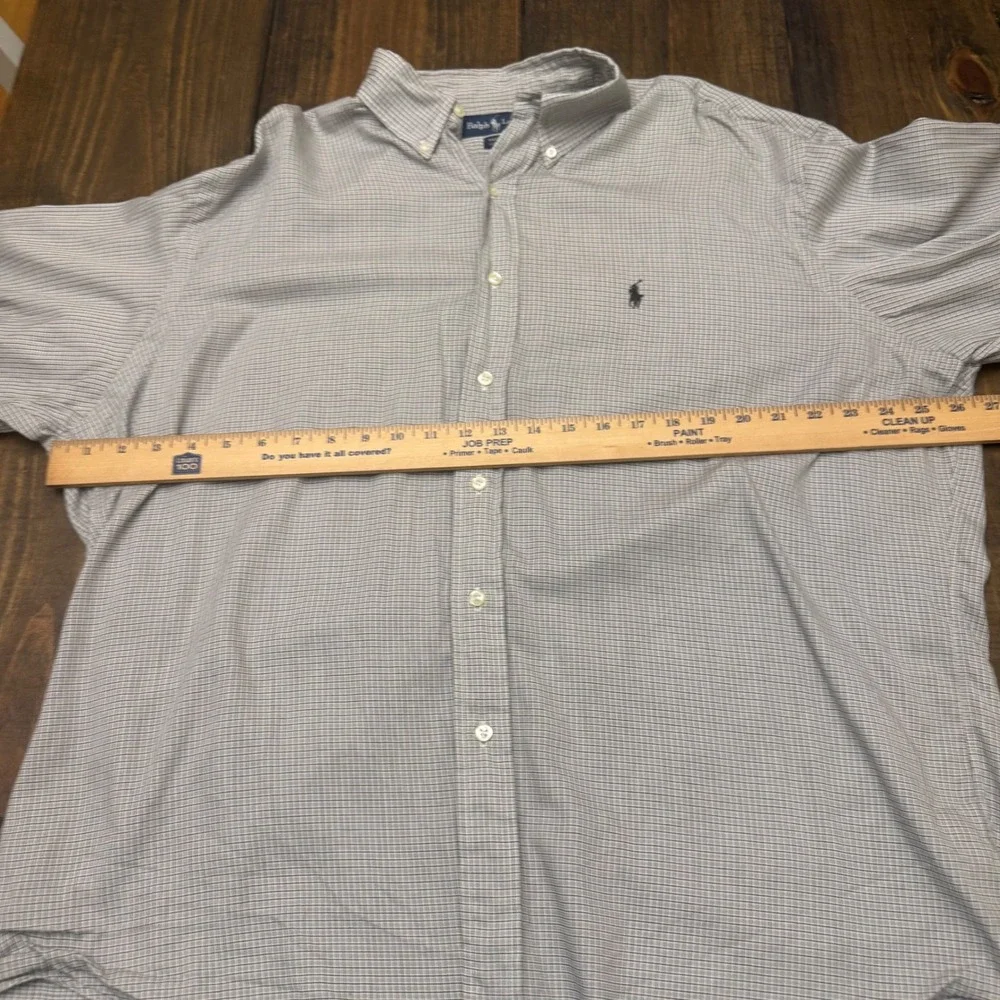 Ralph Lauren Yarmouth Button Down‎ Shirt Mens Cotton Checkered Plaid, 17 34/35